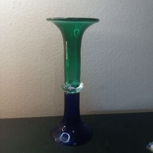 GORGEOUS Rogaska Green/Blue Art Glass Reversible 12" Vase Made in Yoguslavia